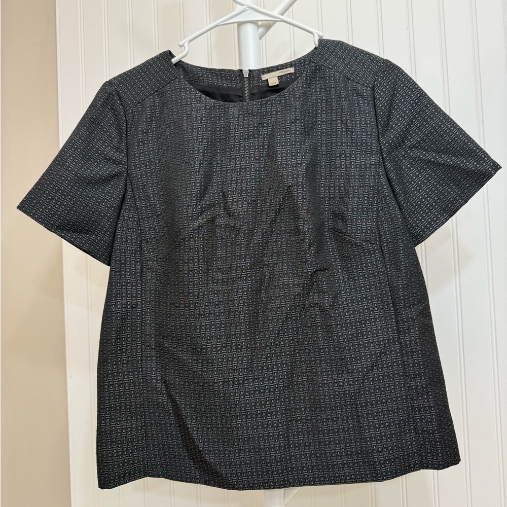 Halogen Gray Geometric Print Short Sleeve Top Size Small